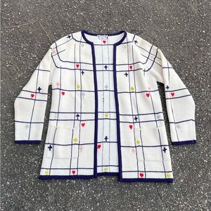 Vintage 60s Women’s Leroy Knit Playing Cards Heart/spades AOP cardigan Sweater